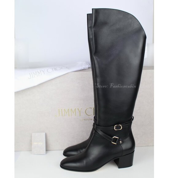 NEW JIMMY CHOO Huxlie 45mm Leather Boots - Work to Weekend - Picture 1 of 16